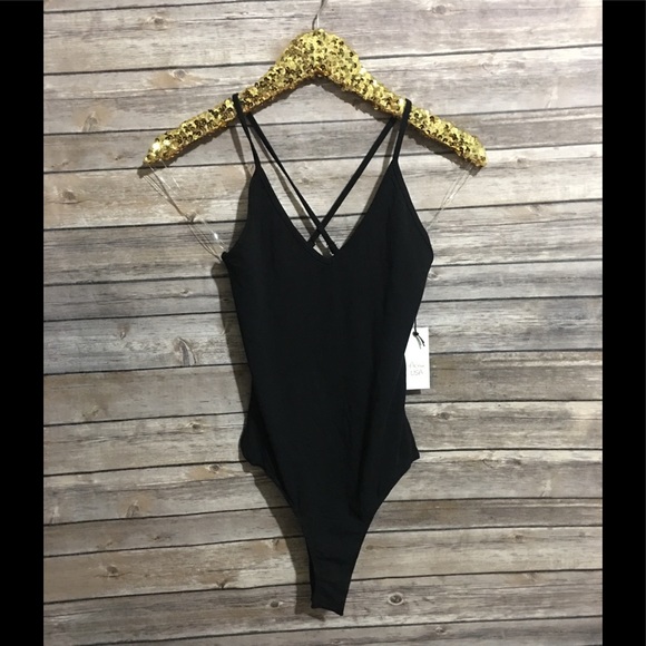 Tops - Black Bodysuit V Neck Adjustable Form Fitting